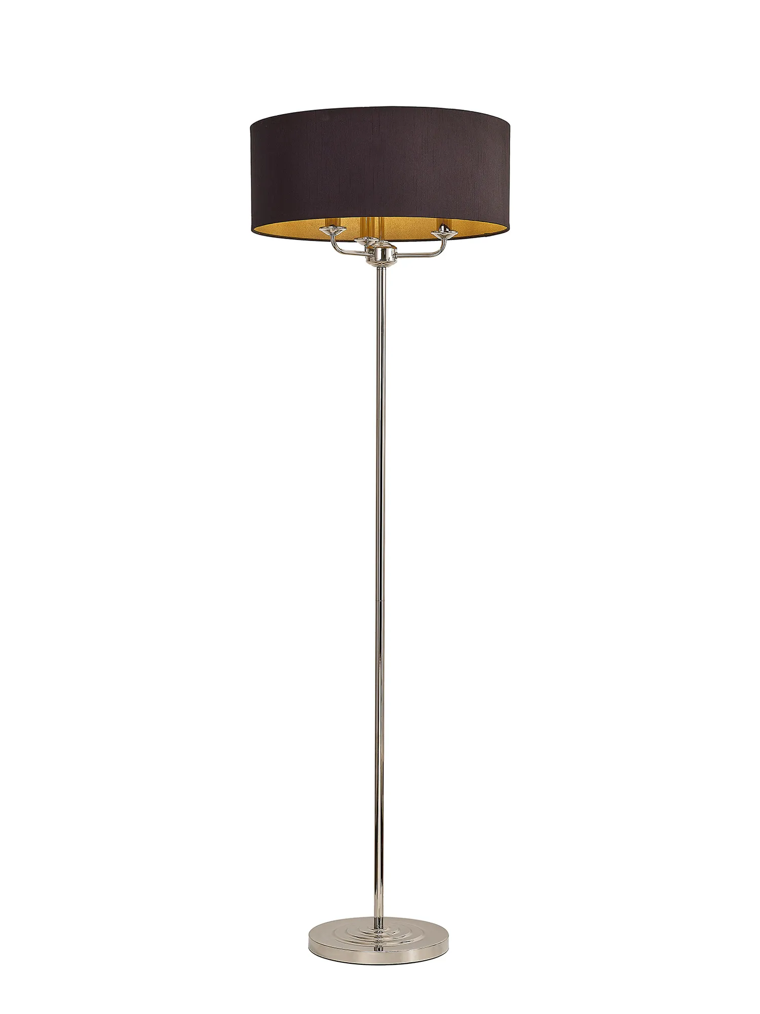 Banyan 45cm 3 Light Floor Lamp Polished Nickel; Midnight Black